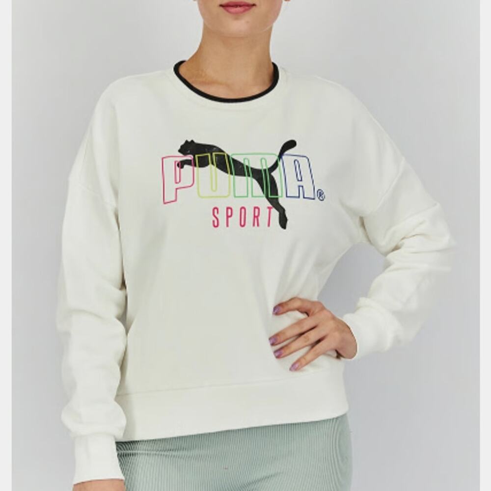 Puma Sport Rainbow Outline Logo Contrast Pullover Sweatshirt Retro 90s MEDIUM